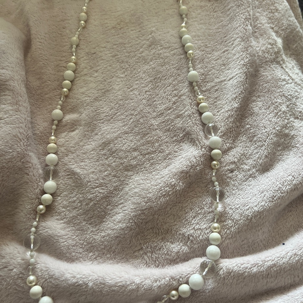 Chan Luu Ivory and Clear Beaded Necklace